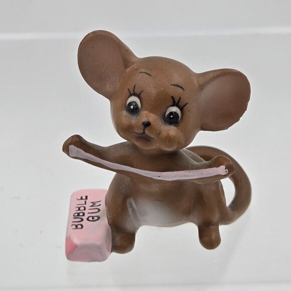 Josef Originals Mouse Village Bubba Figurine Ceramic Brown Pink Vintage 1960s - Picture 1 of 7